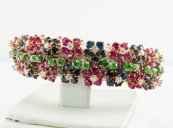 Diamond Ruby Sapphire Peridot Emerald Bracelet, 1… - image 7