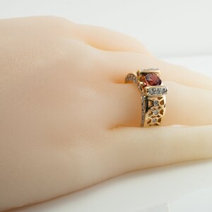 Diamond Pink Tourmaline Ring, 14K Gold Band image 8