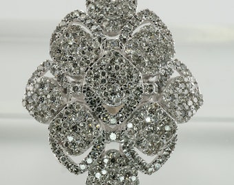 Diamantclusterring, vintage 14 kt witgouden statementcocktail