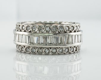 Eternity Diamond Ring, Vintage Estate Platinum Band Engagement