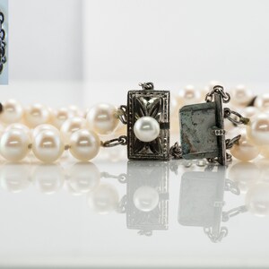 Vintage Mikimoto Pearl & Sterling Silver Bracelet Necklace Set.