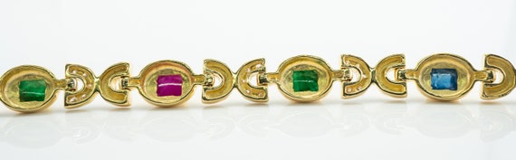 Ruby Sapphire Diamond & Emerald Bracelet, 18K Gold - image 4