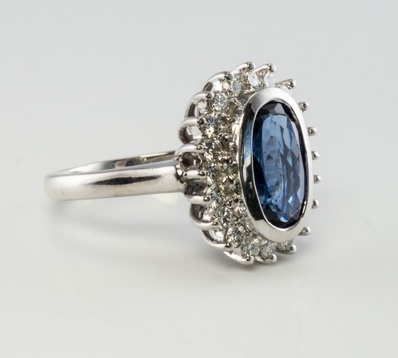 Blue Tanzanite Ring, Diamond Ring, 18K White Gold - image 5