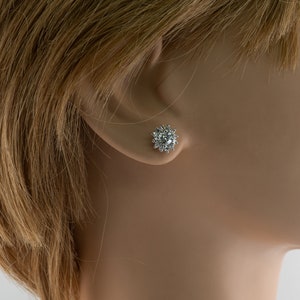 Diamond Earrings, Floral Flower, Vintage 14K Gold 1.72 TDW image 9