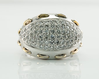 Anillo de cúpula de diamantes, banda vintage de oro de 14 quilates