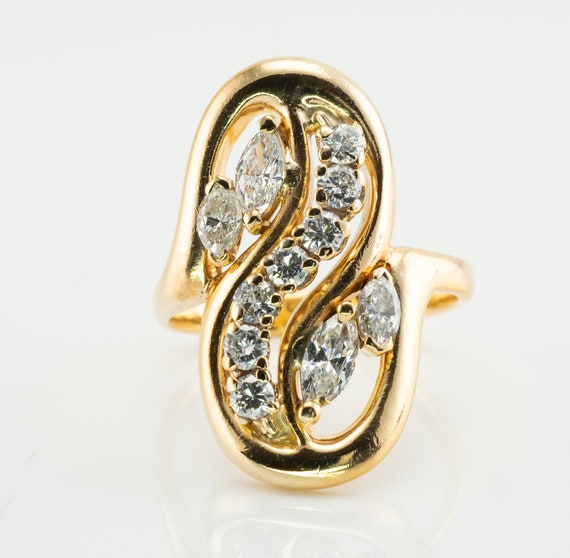 Diamond Ring Geometric S Shape Vintage 14K Gold Etsy Australia