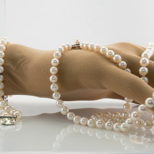 Vintage Mikimoto Pearl & Sterling Silver Bracelet Necklace Set.