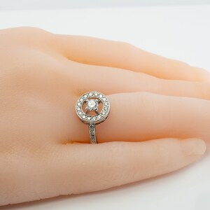 Delicate Diamond Halo Ring, Vintage 18k White Gold Ring by Boucheron.