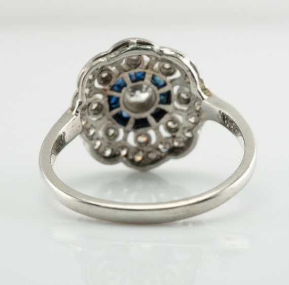 Art Deco Diamond Sapphire Ring, Vintage 14K Gold - image 5