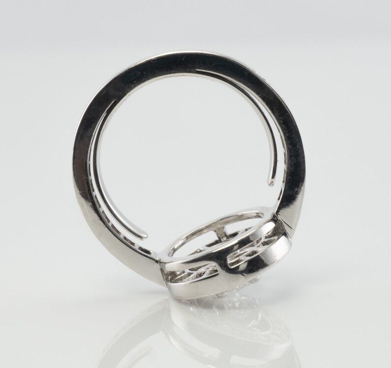 Delicate Diamond Halo Ring, Vintage 18k White Gold Ring by Boucheron.