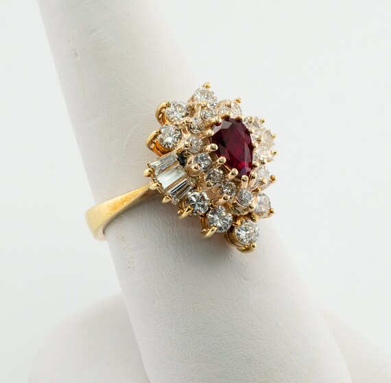 Diamond Ruby Ring, 14K Gold Ballerina - image 5
