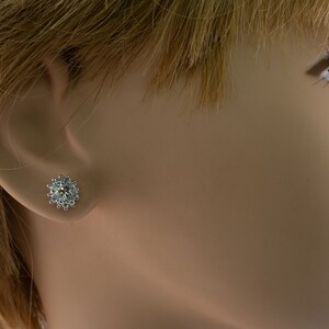 Diamond Earrings, Floral Flower, Vintage 14K Gold 1.72 TDW image 3