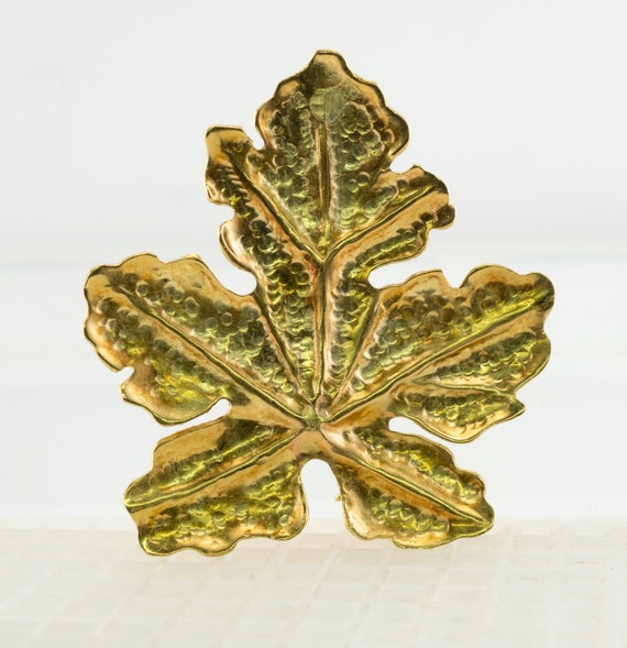 Tiffany and Co Leaf Brooch Pin, Vintage 18K Gold - image 2