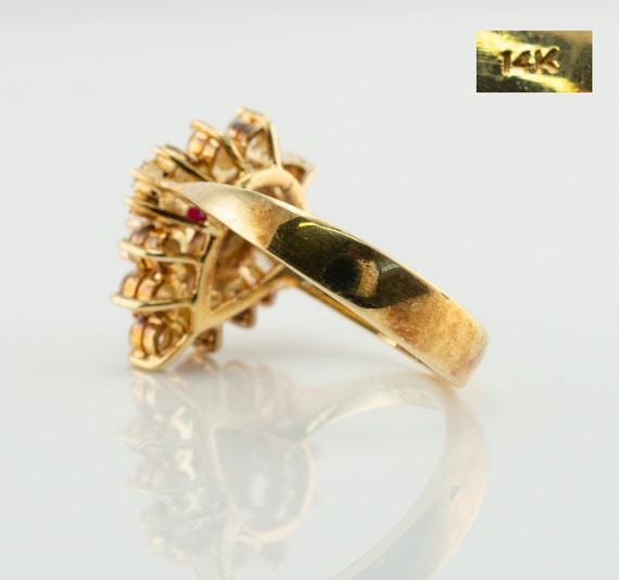 Diamond Ruby Ring, 14K Gold Ballerina - image 4