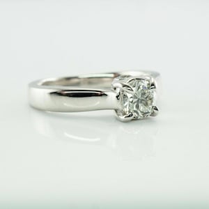 Delia Diamond Solitaire Ring, Estate 14K White Gold, Engagement image 1