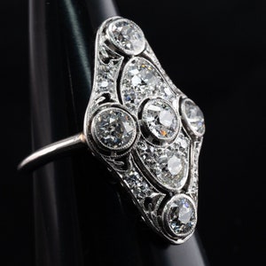 Edwardian Diamond Ring, Vintage Antique Estate Platinum 2.06 TDW image 9