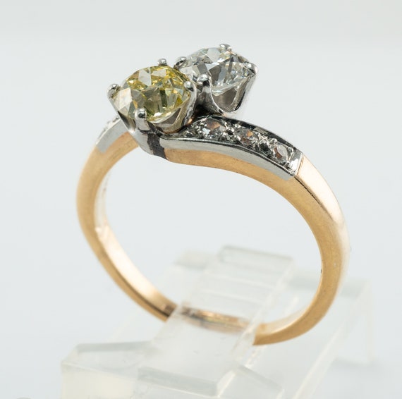 Fancy Yellow Diamond Ring, Antique Platinum and 1… - image 10
