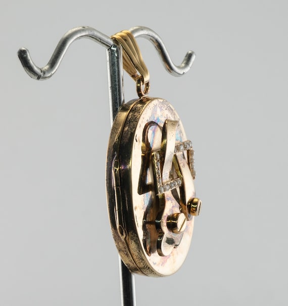 Art Nouveau Pendant Locket, Freshwater Pearls Gold - image 5