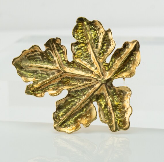 Tiffany and Co Leaf Brooch Pin, Vintage 18K Gold - image 3