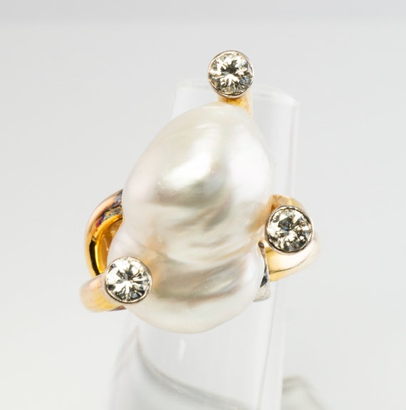 14k Gold Baroque Pearl Statement Ring