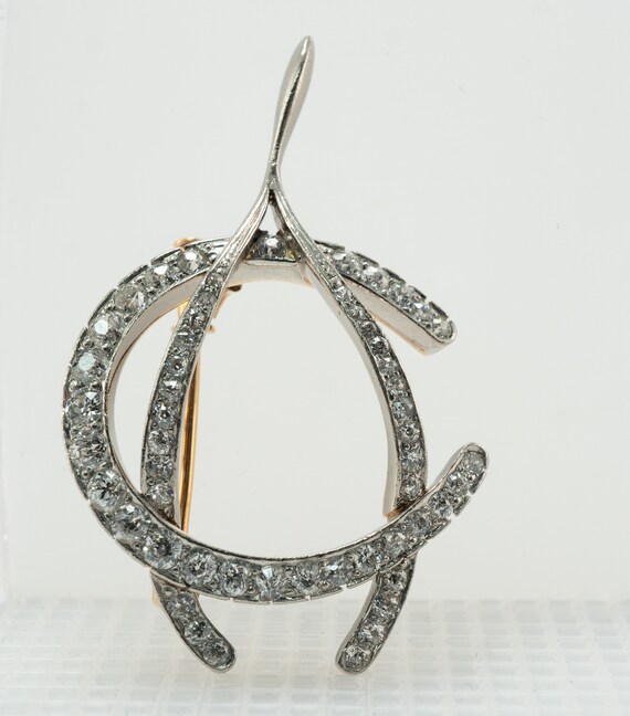 Edwardian Diamond Wishbone Brooch Pendant, Antiqu… - image 7