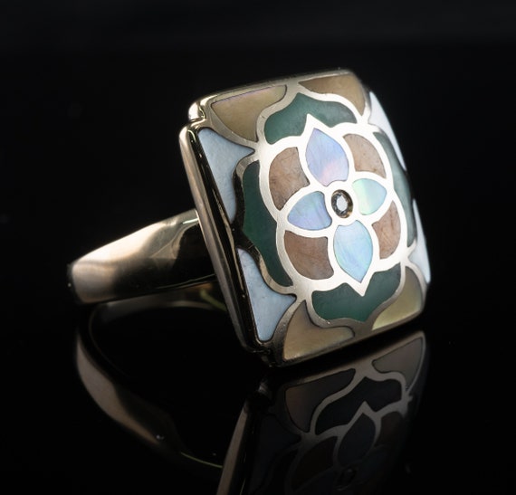 Asch Grossbardt Mandala Diamond Ring, Vintage 14K… - image 2