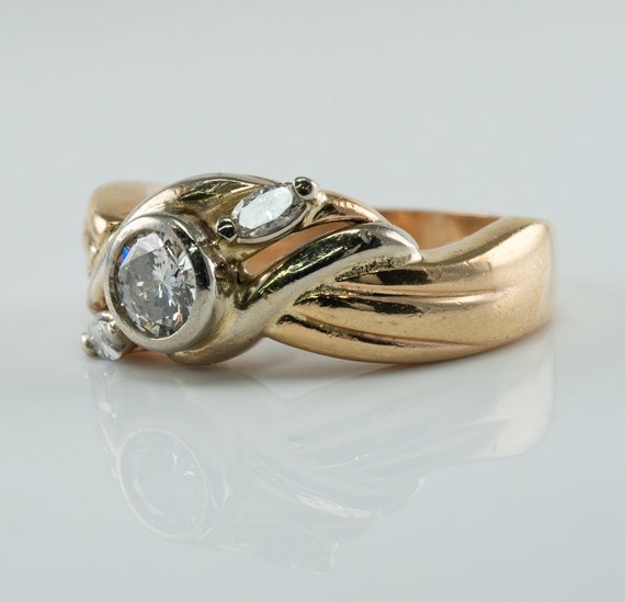 Diamond Ring, Vintage 14K Gold Band, Wedding Enga… - image 5