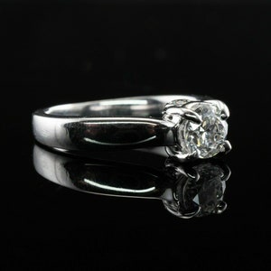 Delia Diamond Solitaire Ring, Estate 14K White Gold, Engagement image 2