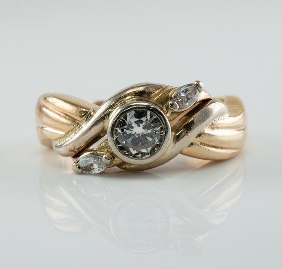 Diamond Ring, Vintage 14K Gold Band, Wedding Enga… - image 8