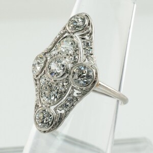 Edwardian Diamond Ring, Vintage Antique Estate Platinum 2.06 TDW image 8