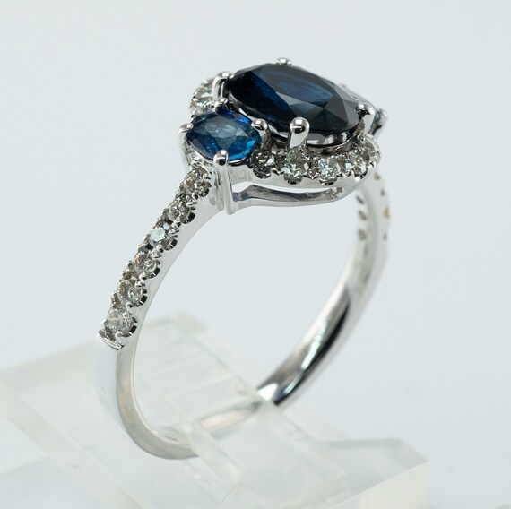 Diamond Sapphire Ring, Vintage Estate 14K Gold Ha… - image 7