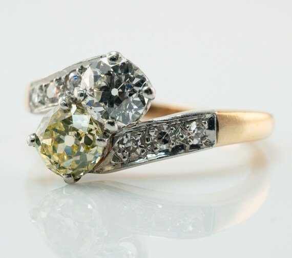 Fancy Yellow Diamond Ring, Antique Platinum and 1… - image 5