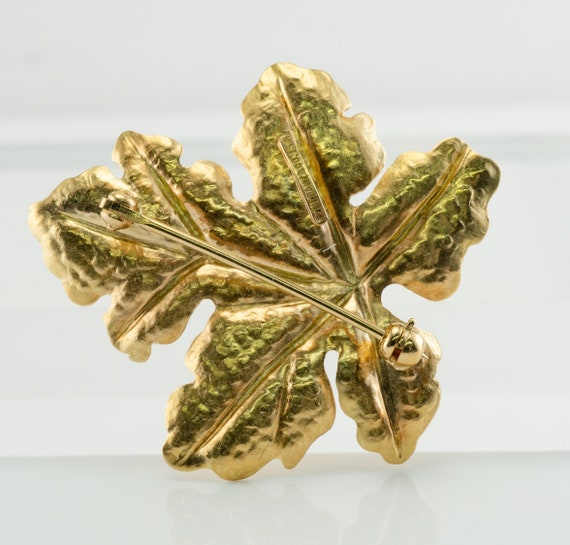 Tiffany and Co Leaf Brooch Pin, Vintage 18K Gold - image 5