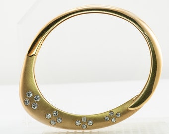 Diamond Bracelet, Vintage 14K Gold Bangle byJean © 1.62 TDW