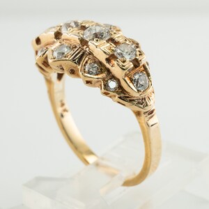 Diamond Ring, Vintage 14K Gold Band 1930s image 8