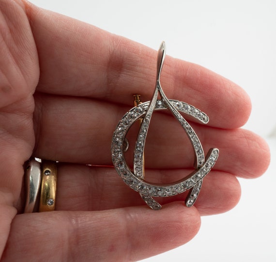 Edwardian Diamond Wishbone Brooch Pendant, Antiqu… - image 2