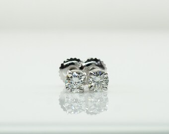 Round Diamond Earrings, 14K White Gold Studs,.40 cttw Studs