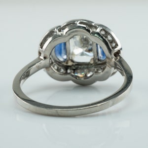 Diamond Blue Ceylon Sapphire Ring, VIntage Estate 14K Gold 1.58 TDW image 3