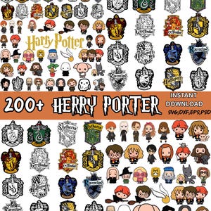 Magical Wizard Clipart Bundle – PNG + Some svg, dxf, eps, psd, – Cute Spell School & House Crests Digital Download