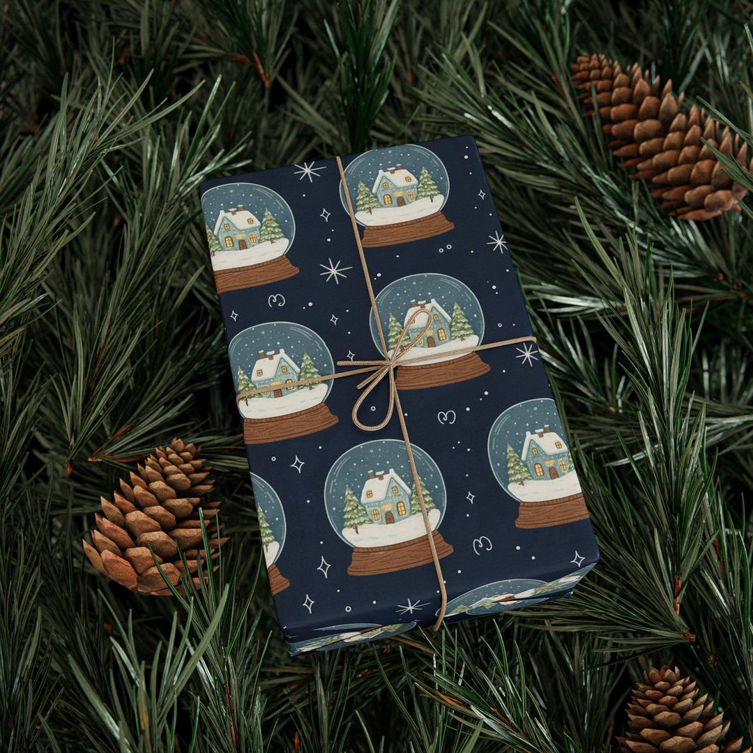 Snow Globe Village Wrapping Paper Etsy