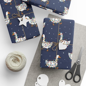 Christmas Goose Wrapping Paper | Goose Wrapped in Lights image 6