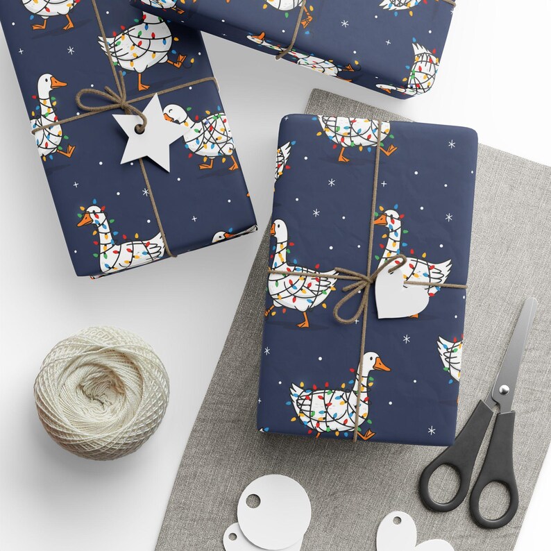 Christmas Goose Wrapping Paper | Goose Wrapped in Lights image 6