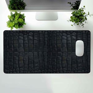 Black Crocodile Desk Mat, Reptile Mouse Pad, XL XXL Desk Pad