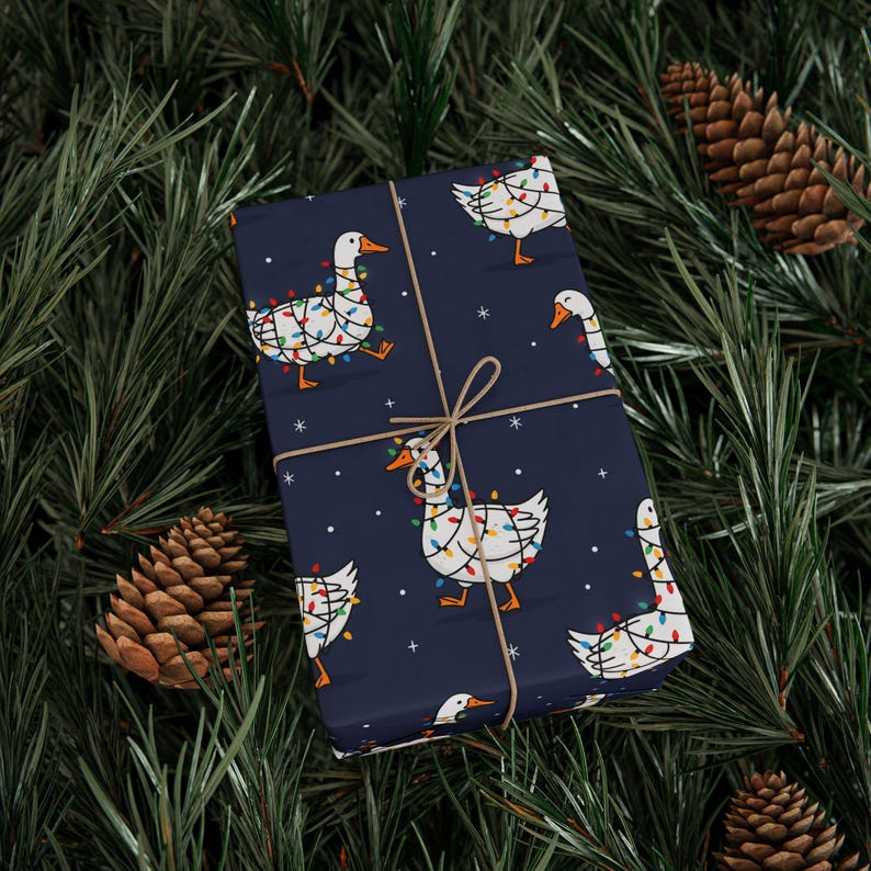 Christmas Goose Wrapping Paper | Goose Wrapped in Lights image 5