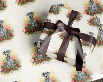 Geschenkpapier Deutsche Dogge | Feiertagshund mit roter Schleife