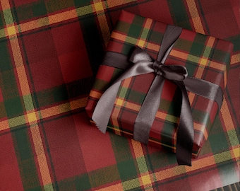 Vintage Red Plaid Christmas Wrapping Paper | Retro Tartan Gift Wrap