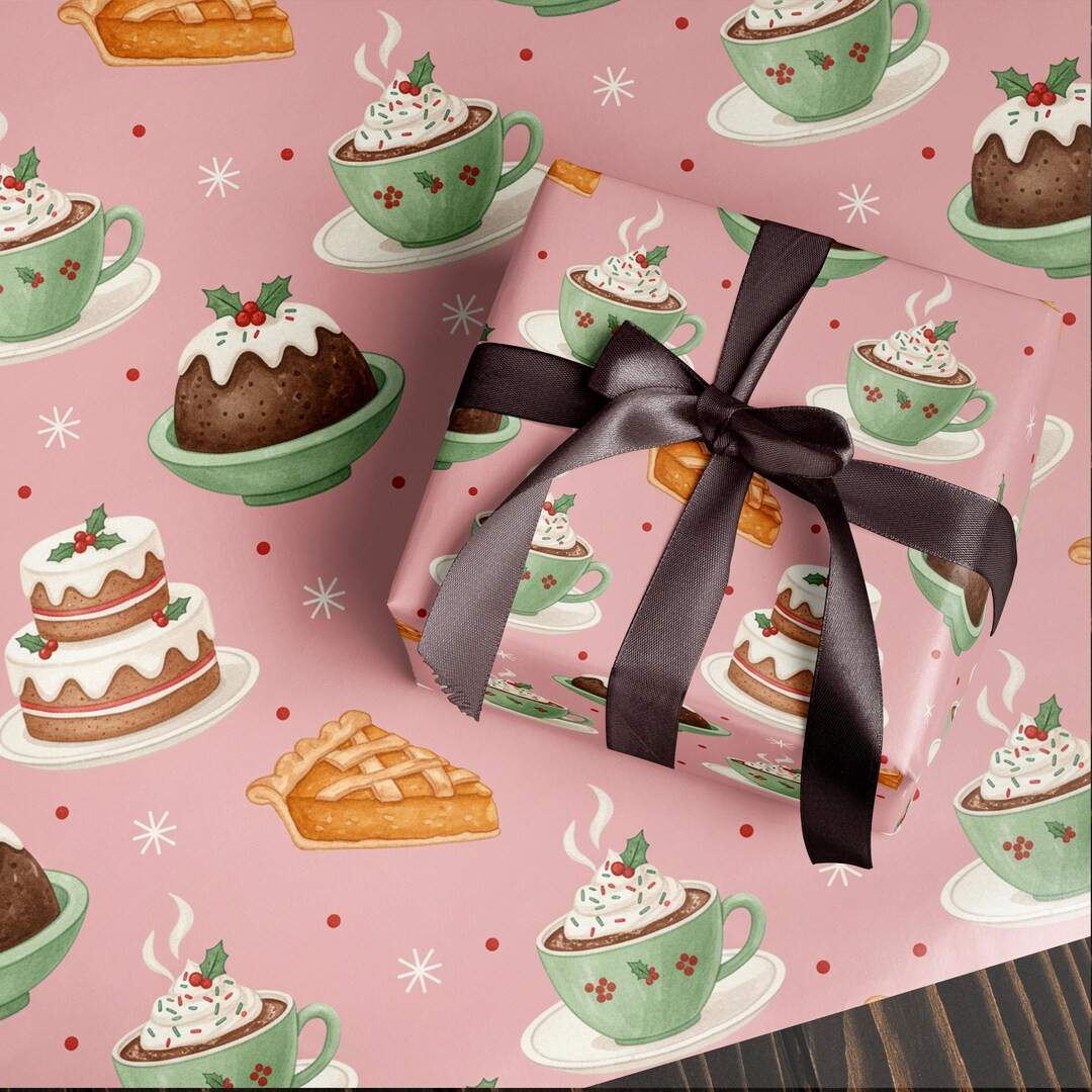 Vintage Christmas Sweets Wrapping Paper | Retro Holiday Gift Wrap ...