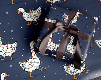 Christmas Goose Wrapping Paper | Goose Wrapped in Lights