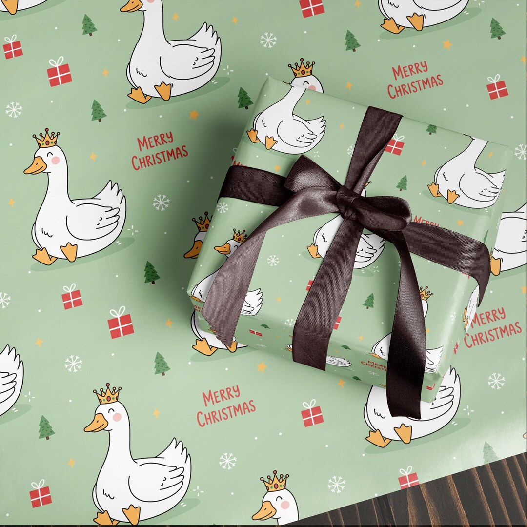 Merry Christmas Goose Wrapping Paper | Royal Goose | Gift Wrap - Etsy