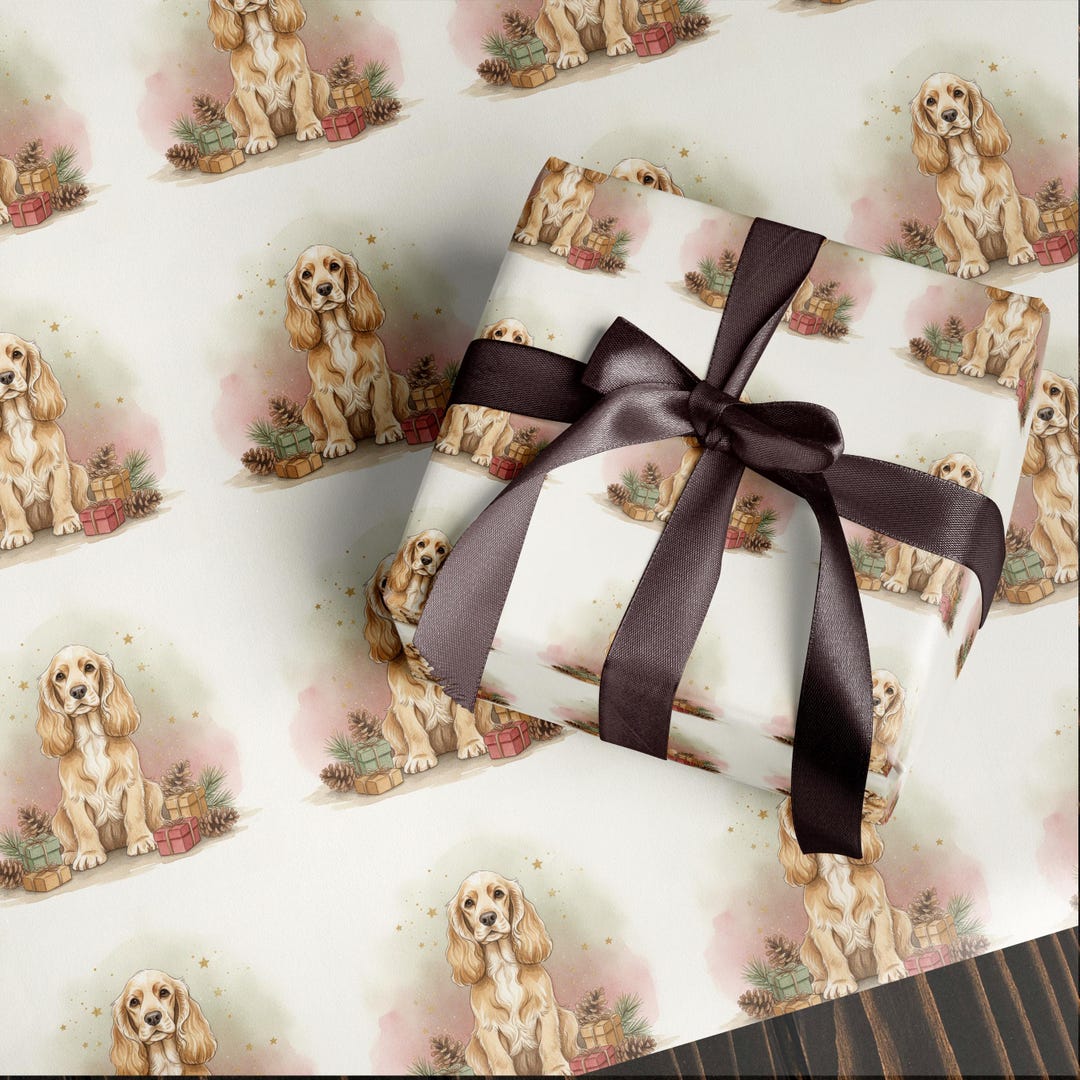 Cocker Spaniel Wrapping Paper | Christmas Gift Design - Etsy